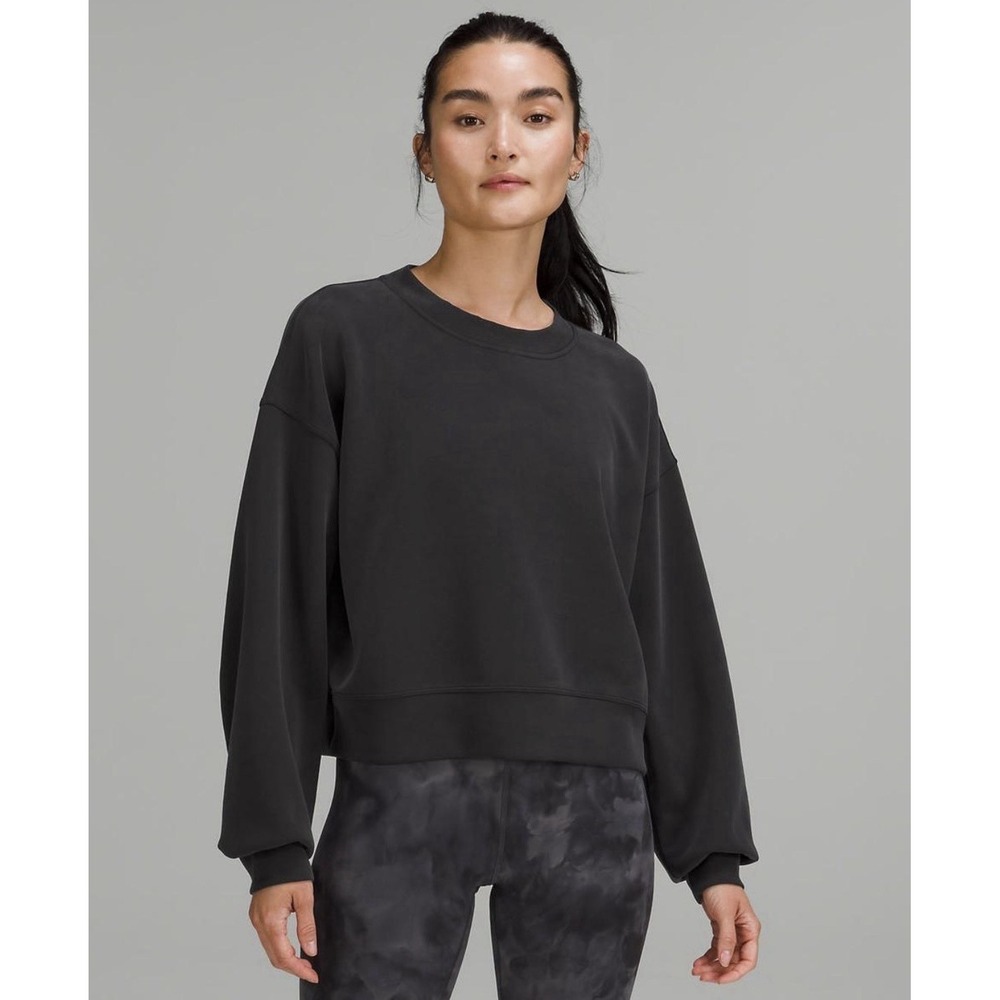 Lululemon Perfectly Oversized Cropped Crew Softstreme Black Size 10 Perfect